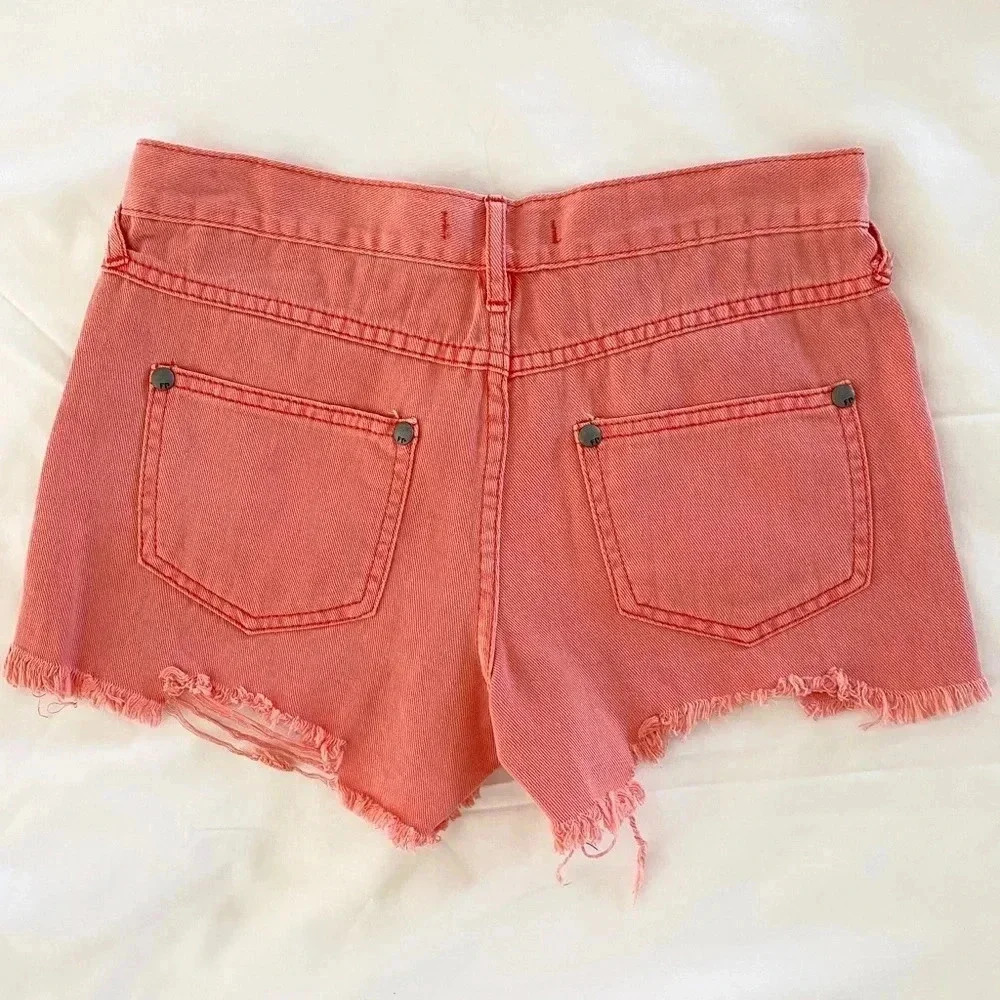 NWT Free People Orange Frayed Shorts - Picture 5 of 6